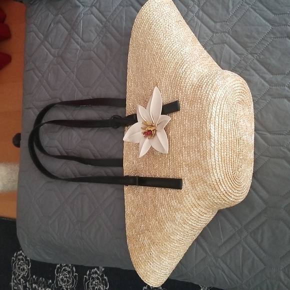 Basket shoulder bag with flower - Picture 3 of 5